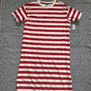 Vintage Striped T-shirt Midi Shift Dress (L Tall)